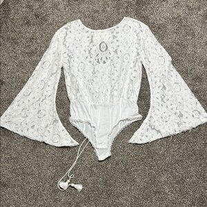 Free people intimately lace white body suit size small - better with time
